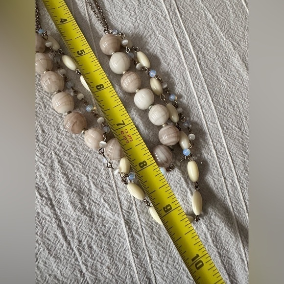 Necklace Choker Bead Opalite Glass Calcite Rock Acrylic on Gold Tone Chain 0623 - Picture 4 of 9